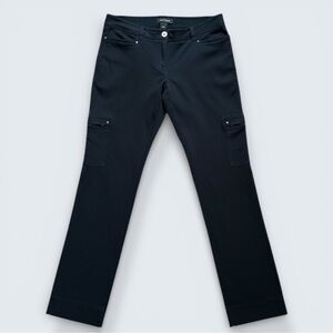 WHBM Black Stretch Knit Pants Straight Leg Size 6R Comfortable Travel Work